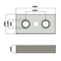 32-3060M10S-3SS MODULAR SOLUTIONS MOUNTING PLATE 30MM X 60MM, M10 THREADED WITH A CENTER THRU HOLE